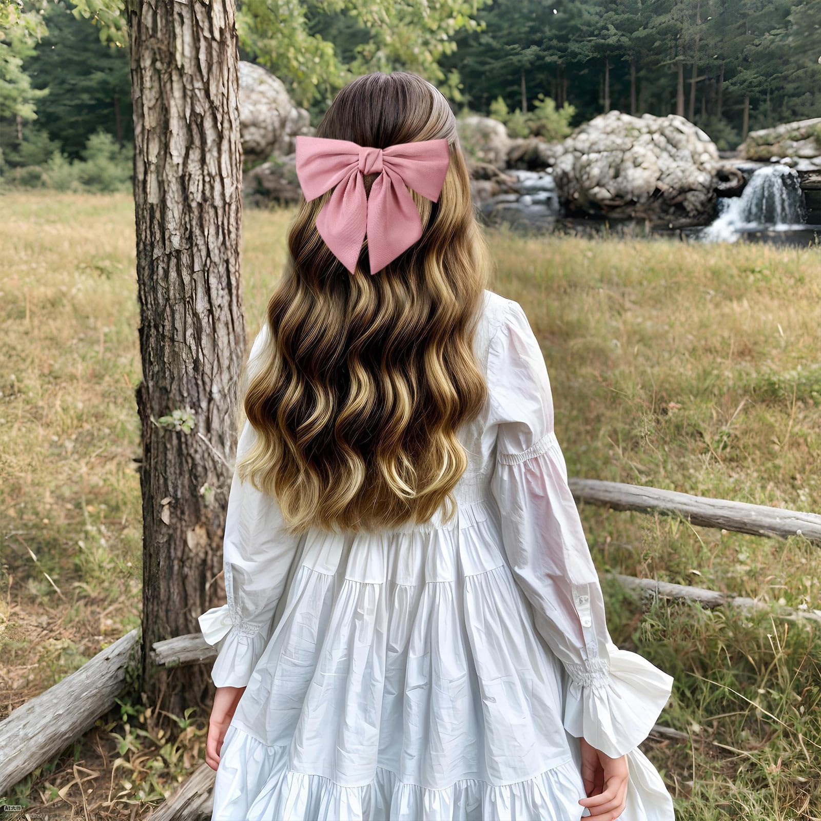 TOKUFAGU - 10 lazos grandes para el cabello para mujeres y niñas, 6.5 pulgadas, pinzas para el pelo estilo francés, lazo negro para accesorios para el cabello de niña (10 colores)