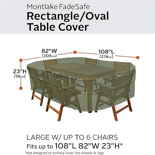 Miniatura 3 de Classic Accessories Montlake FadeSafe - Juego de mesa y silla rectangular  ovalada de 108 pulgadas, resistente al agua, helecho jaspeado
