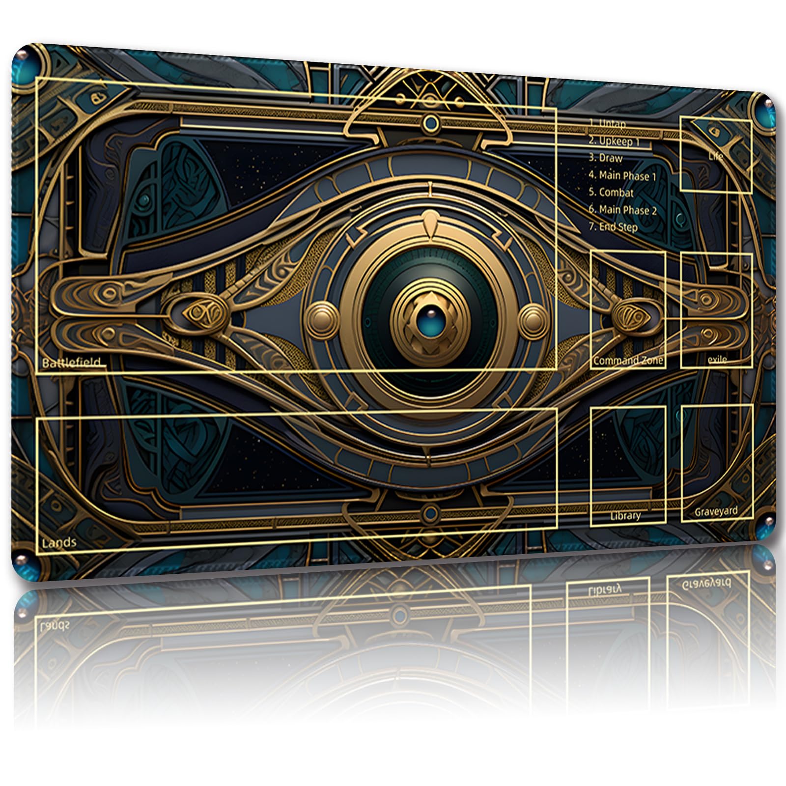 Malqiqi Playmat for MTG with Free Storage Bags 24 x 14 Inches Game Mats for TCG and Board Games (Magic Mat 38 with Zones)