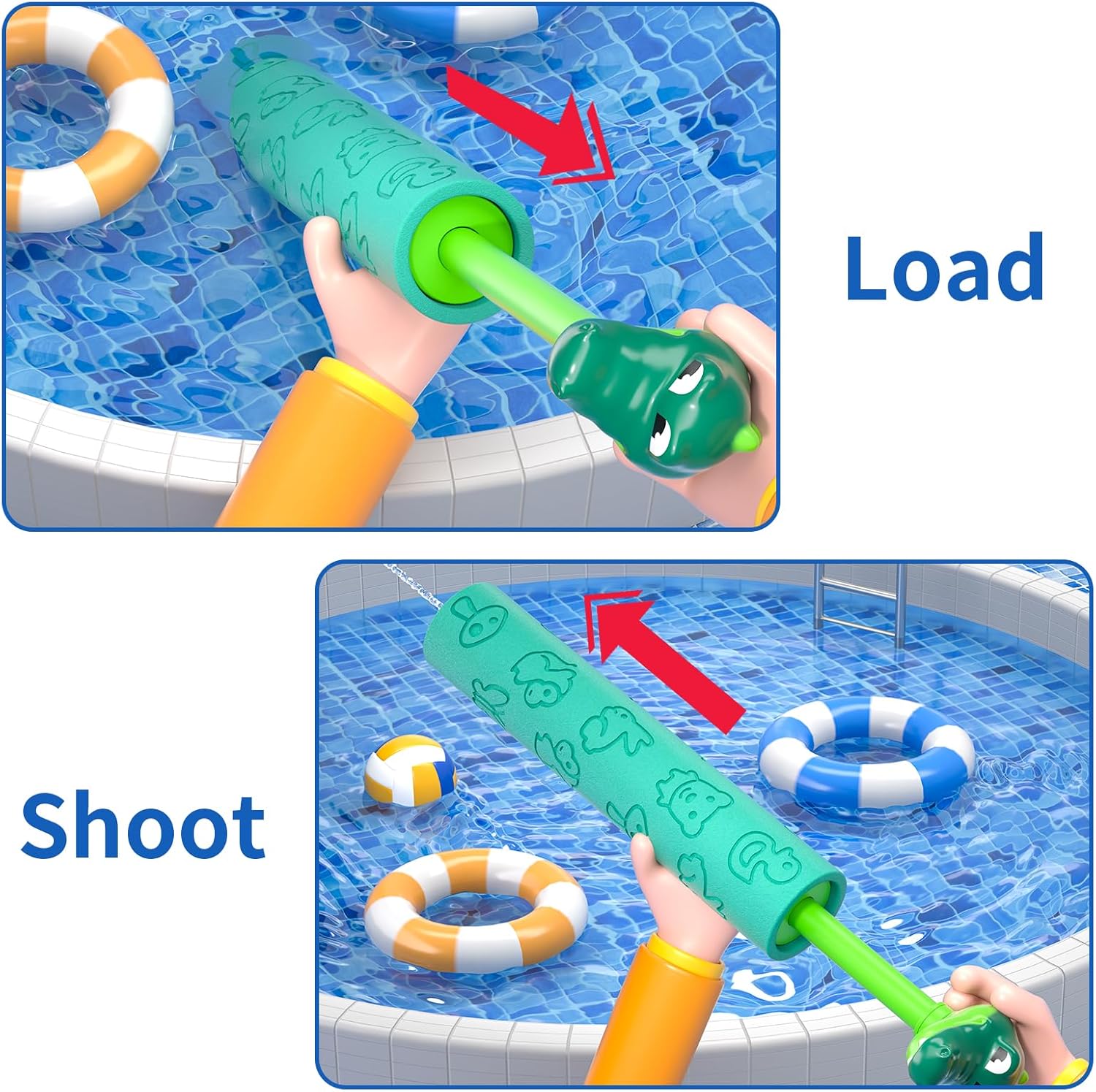Water Guns for Kids, 6 PCS Foam Squirt Guns Water Blaster Set, Water Squirter Blaster Pool Toys for Kids Toddlers Boys Girls 4-8, 6-8-10-12, Shooter Swimming Pool Party Outdoor Beach Sand Play Game