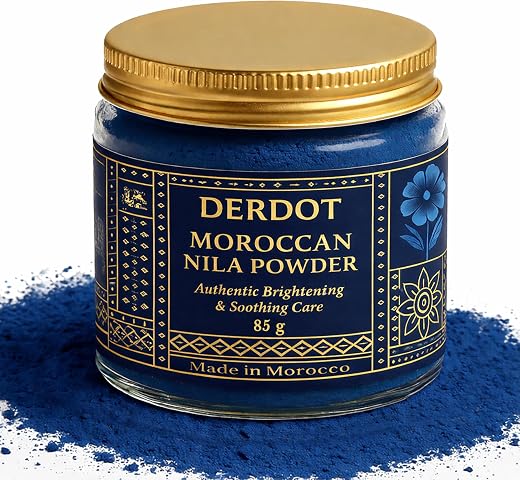 Moroccan Nila Powder | 100% Natural Indigo Blue Powder for Skin Brightening, Soothing &amp; Detox | Traditional Moroccan Hamma...