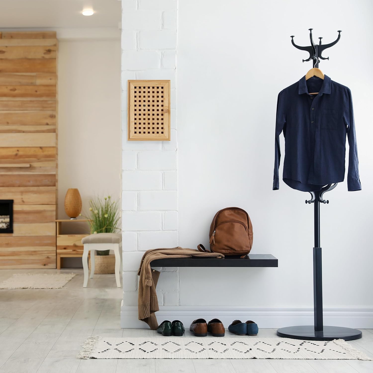 Relaxdays Bamboo Key Cabinet - Natural, 27x19x7.5cm