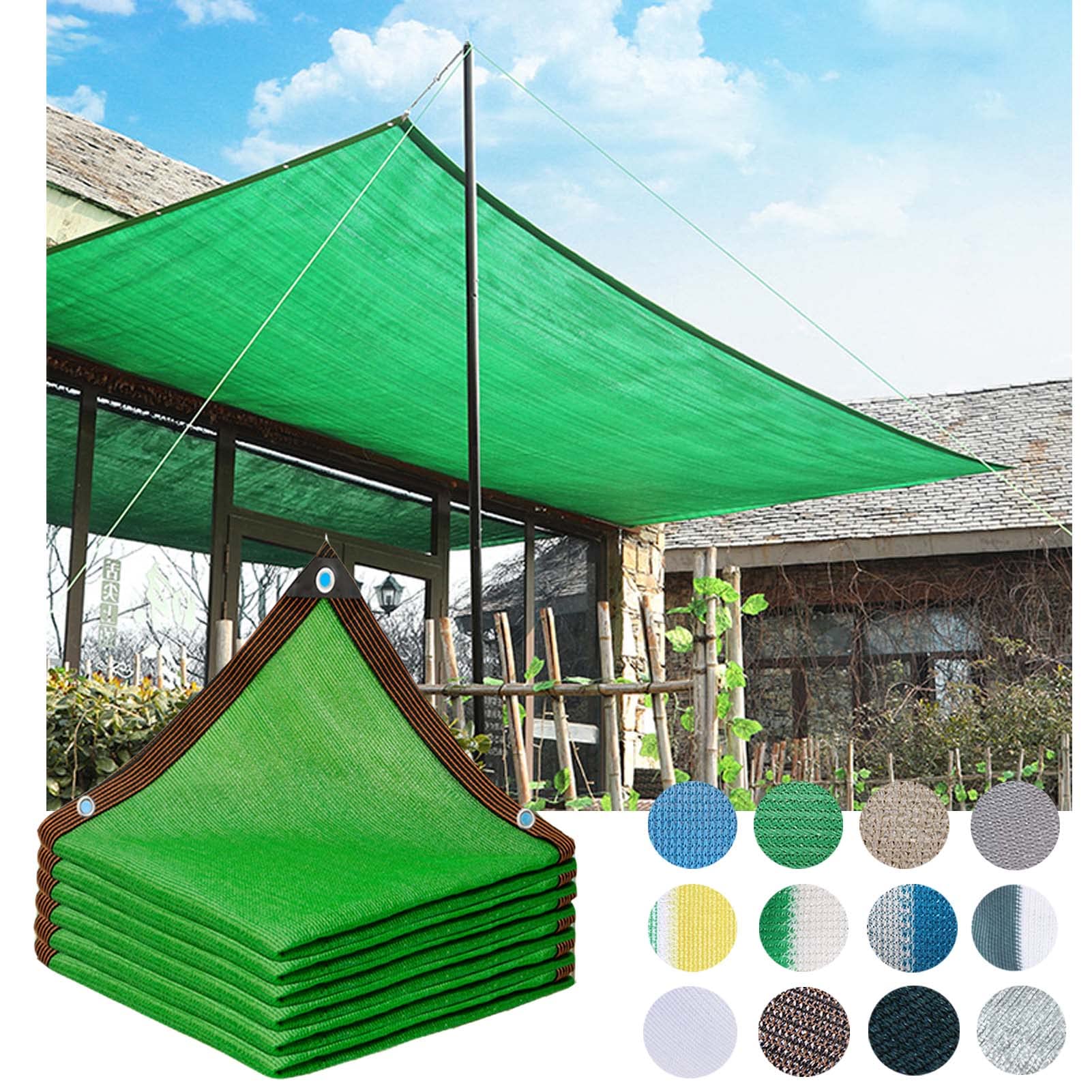 ZHJSHOU 90-95% Shade Cloth Greenhouse Sun Shade Sail,Thick and Durable Shade Cloth for Plants,for Flowers Vegetables Patio Lawn Mesh Nets with Grommets,Green,0.5X1m/1.64X3.28ft