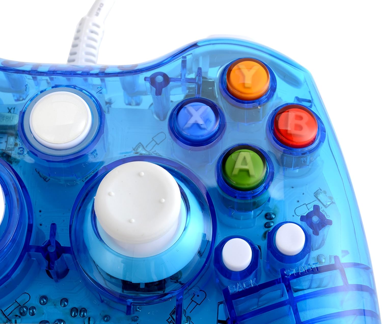 Compactible for Wired Transparent Glow USB LED Lights Clignote Game Pad Joysticks Controller Gamepad Slim Windows 10 Microsoft Xbox 360 Multi Colors - Bleu