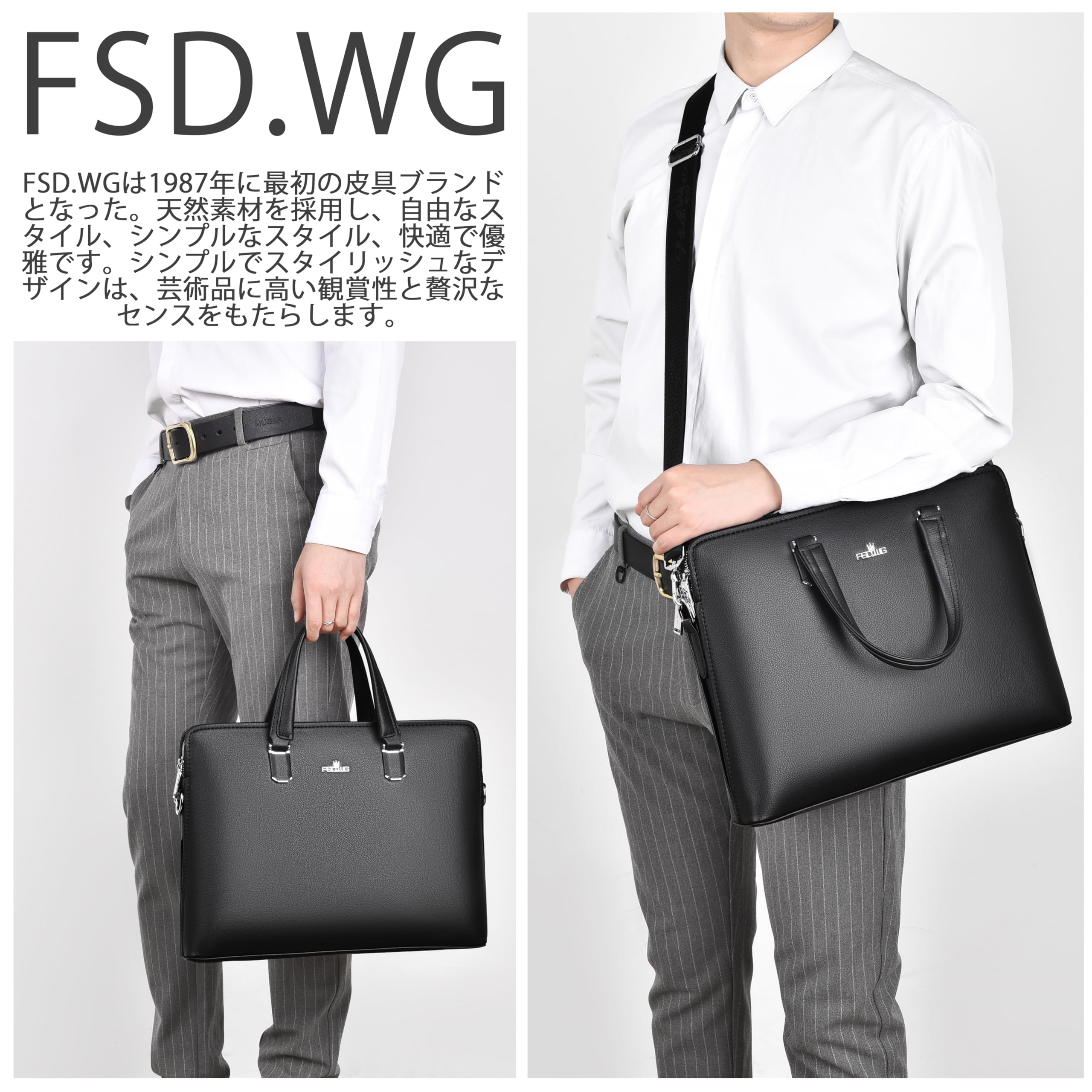 FSD.WG ]Borsa business in pelle ventiquattrore spalla laptop business borsa per uomo, Nero , L