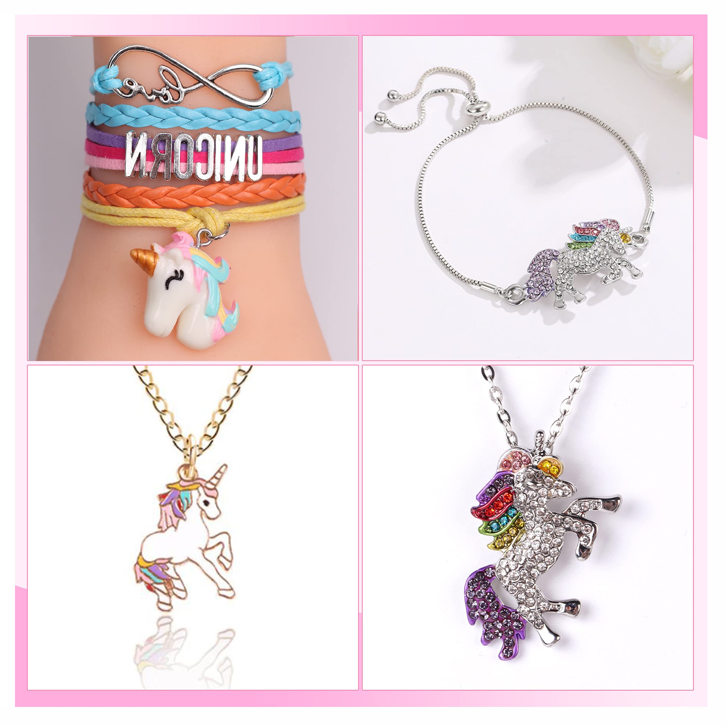 ZOOWING Girls Musical Jewelry Box Toys Gifts with Full Size Mirror and Unicorn Jewelry Set (A-Unicorn7) - Image 4