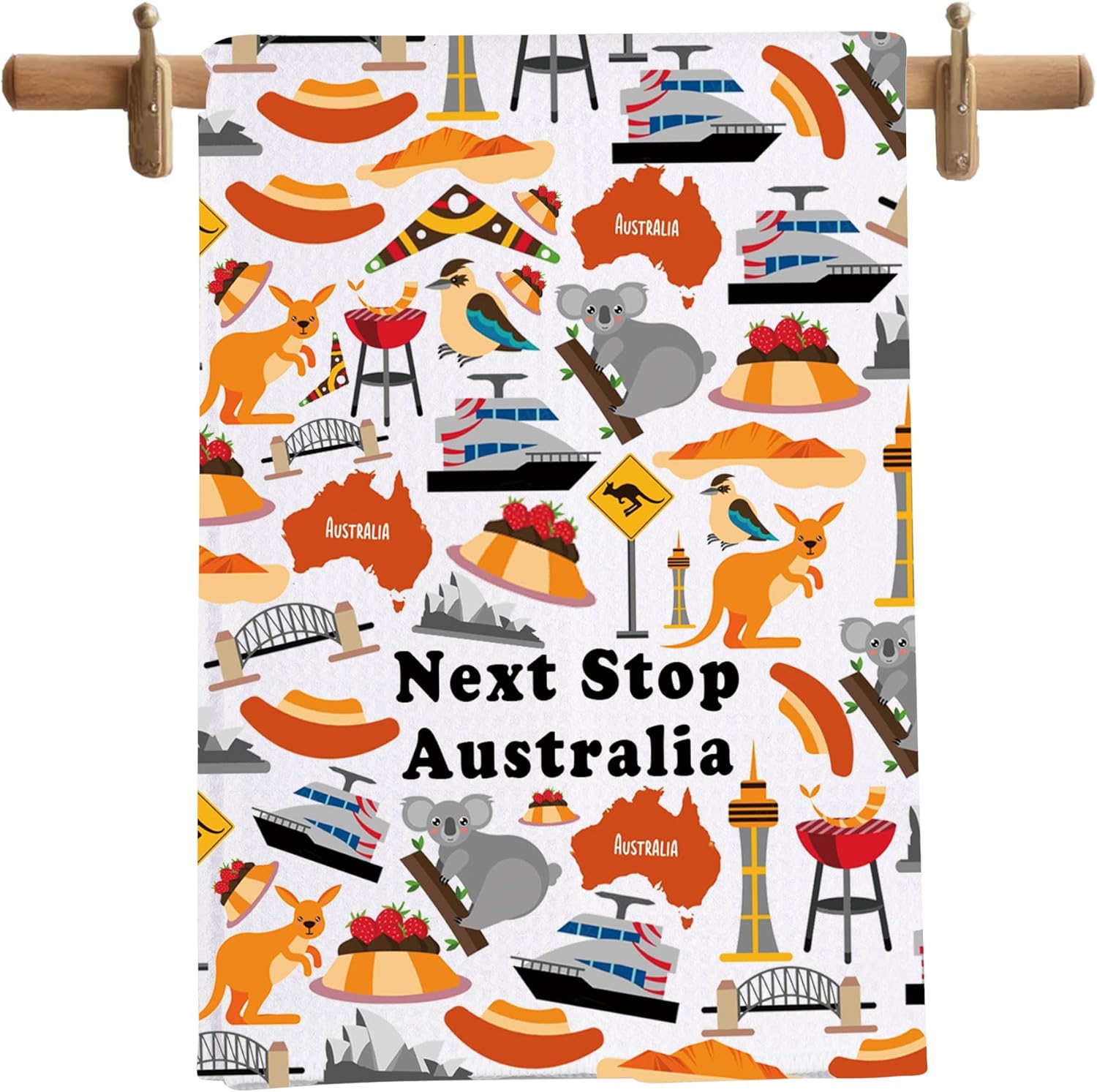 MNIGIU Australia Symbols Souvenir Kitchen Towel Australia Vcation Gift Australia Trip Dish Towel Australia Culture Gift