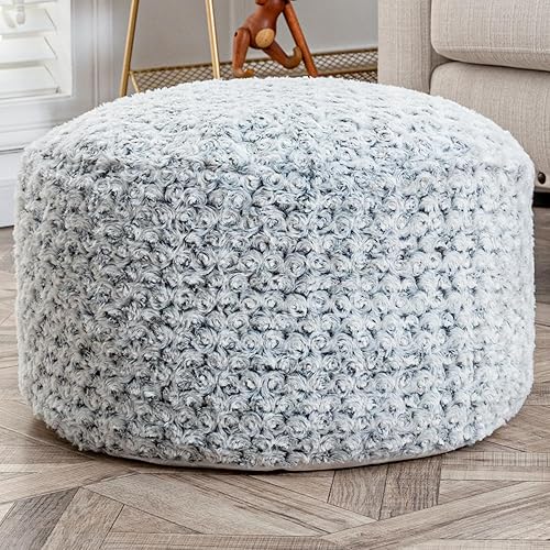 Miniatura 66 de Asuprui Puf otomano de relleno, puf de suelo, reposapiés redondo de 20 x 12 pulgadas, puf de piso, silla plegable de almacenamiento para sala de Puf