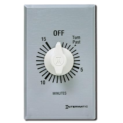 Intermatic FF315M 15-Minute Spring Loaded Wall Timer, Brushed Metal Finish
