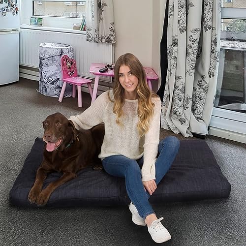 Miniatura 7 de Cama de espuma de memoria ortopédica lavable para perro de Pet Support Systems, extra grande, 40 pulgadas x 35 pulgadas x 4 pulgadas, mezclilla azul