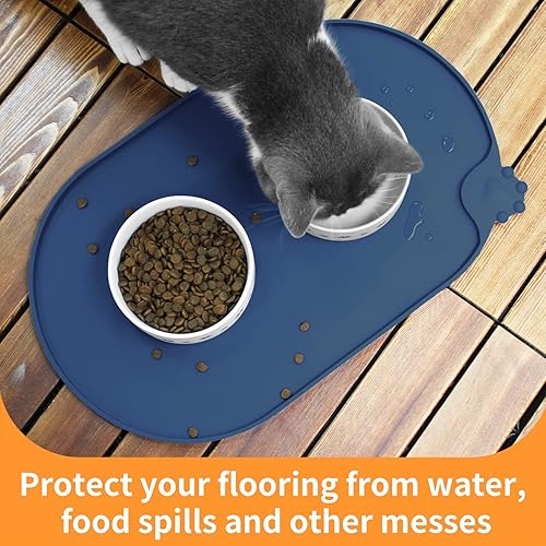 Miniatura 95 de KPWACD Tapete de alimentación de mascotas para perros y gatos, mantel individual de silicona para perros, antideslizante, impermeable, evita