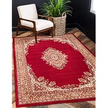 Unique Loom Reza Collection Traditional Persian Style Area Rug, 5 x 8 ft, Burgundy/Ivory