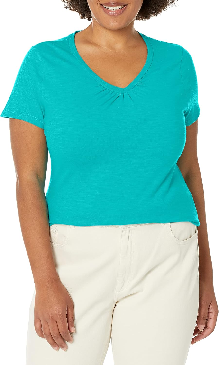 Shirred V-Neck T-Shirt Online in Japan 