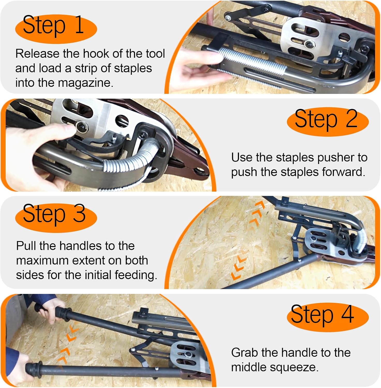 Kamsin C50 11 Gauge 1 3/4" Crown Snap-Ring Plier, Closure Diameter 13.5-14mm, Manual Fence Plier Tool with Auto-feed System, Hog Ring Gun Hand Tools for Animal Pet Cages, Mattress, Fencing