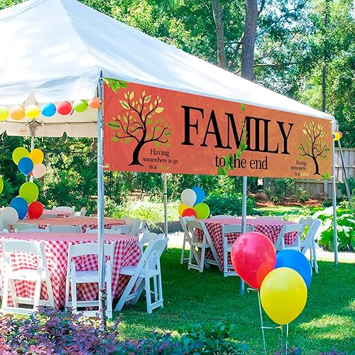 Miniatura 3 de Pancarta colorida para patio interior y exterior, grande, con texto en inglés "We Are Family", telón de fondo familiar de 70.87 pulgadas de largo x