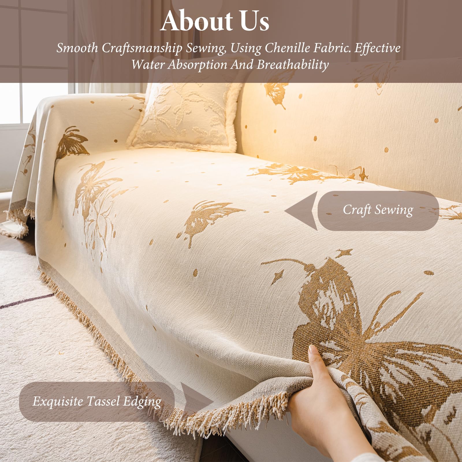 Copridivano, Telo Copridivano, Coperta Decorativa per Divano, Plaid Per Divano Con Nappe Delicate, Lenzuolo Copridivano, Foulard Copridivano 180 * 420cm-Curry scuro