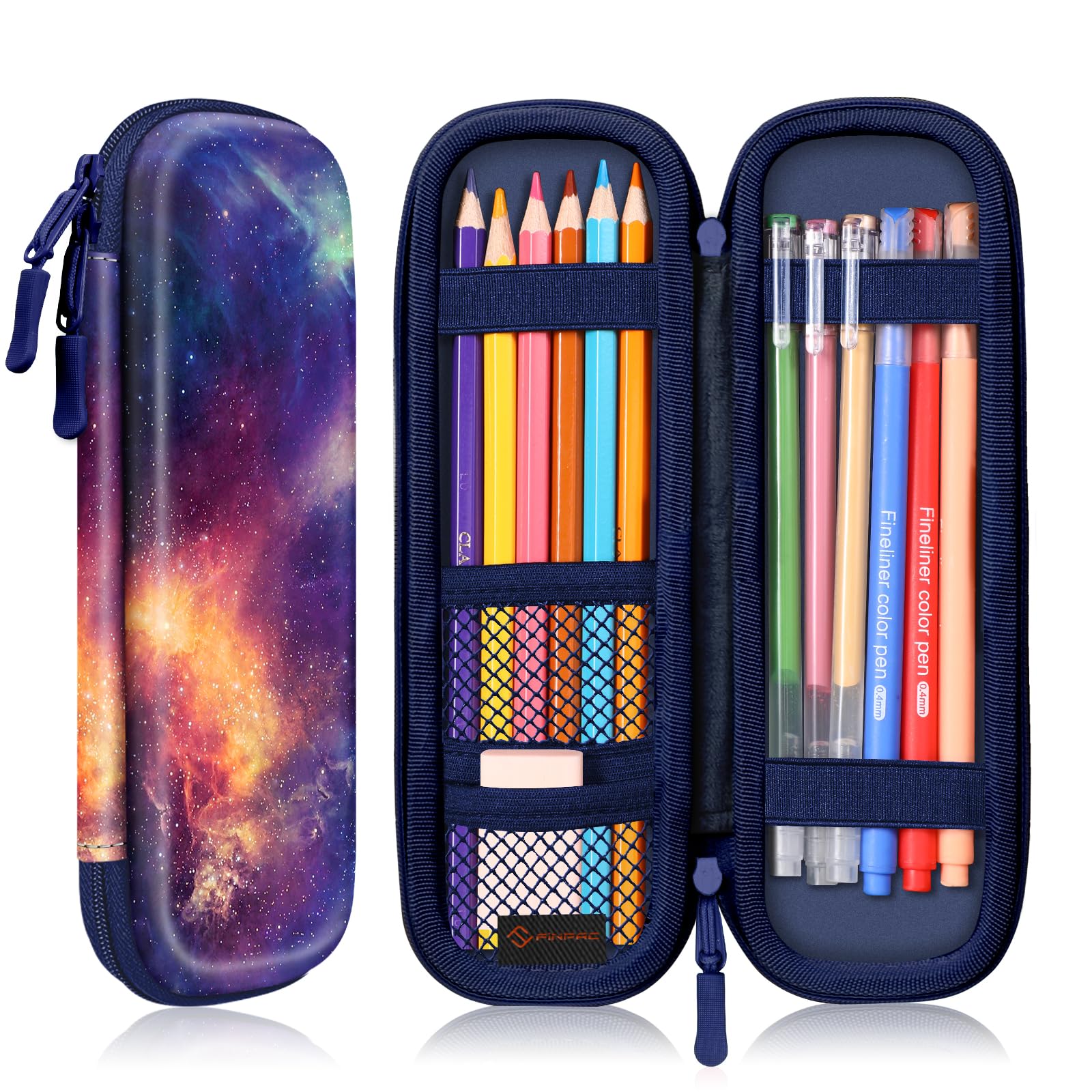 FINTIE Federmäppchen für Erwachsene, Eva-Hartschale Stoß- & wasserdicht 8 Stifte + Zubehör, Organizer-Etui mit Fächern für Büro, Schule, Uni & Reise,
