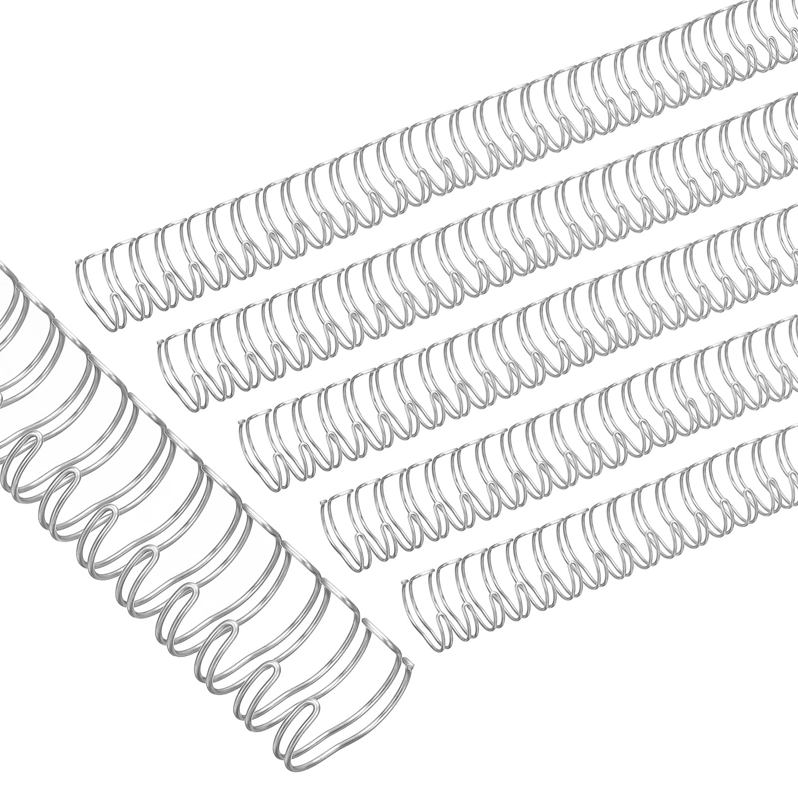 PATIKIL 14mm (9/16") Double Loop Wire Binding Combs, 100 Pcs Metal Twin Loop Binding Coils 120 Sheet Capacity 3:1 Pitch 32 Ring Binding Spines, Silver