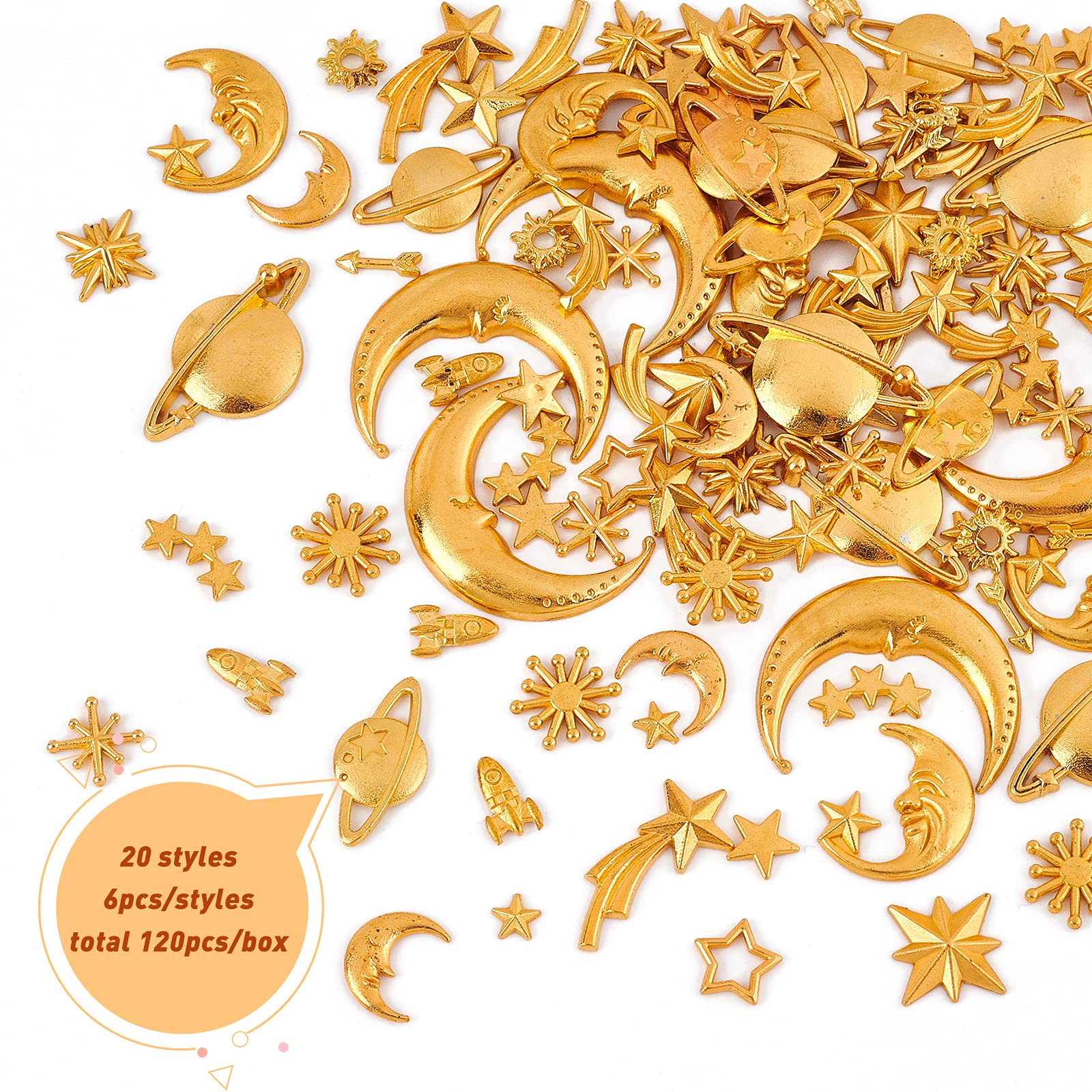 OLYCRAFT 120 Pezzi Riempitivo In Resina A Tema Cosmo 20 Cabochon - 5