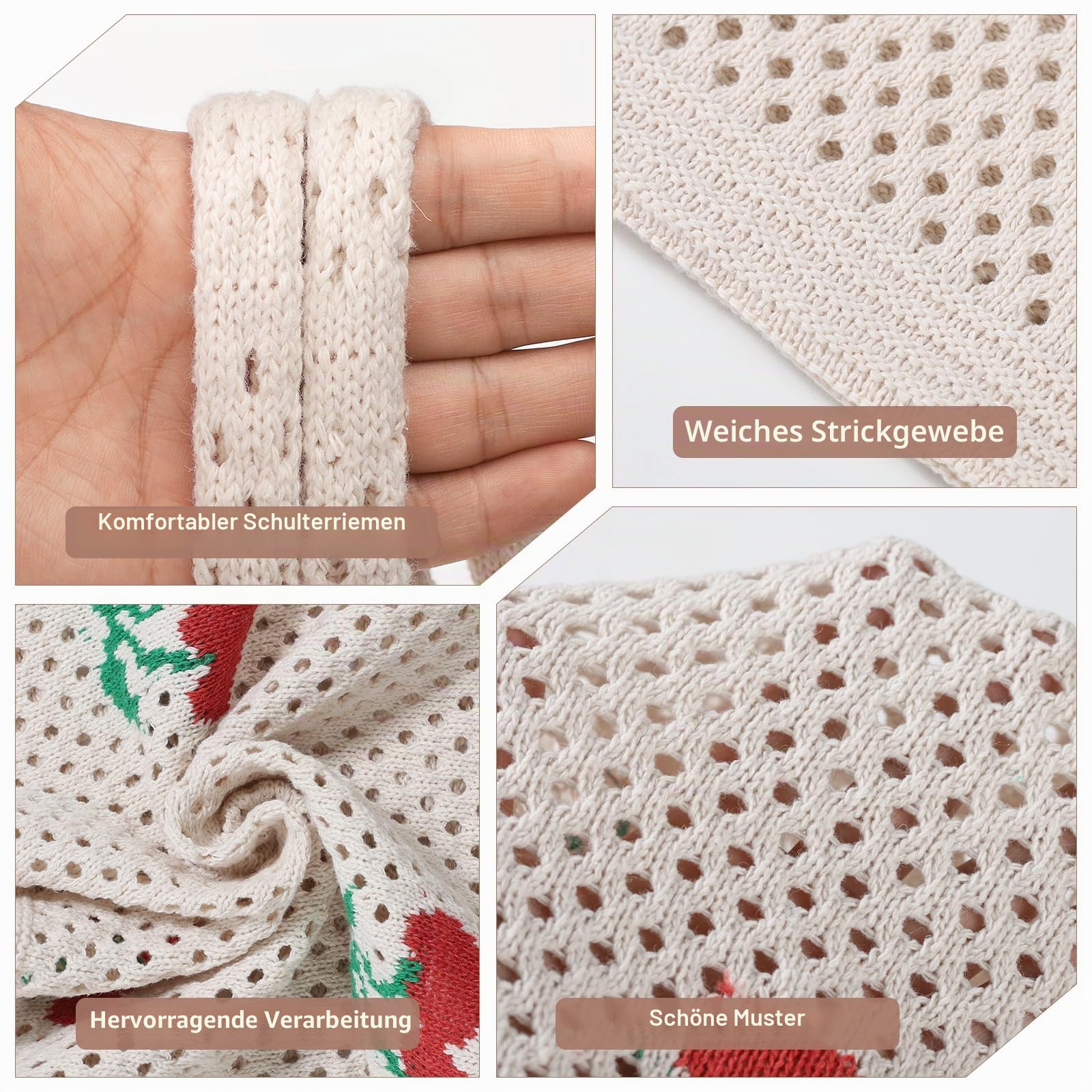 WantGor Häkeltaschen, Strand Mesh Tragetasche Damen Umhängetasche Einkaufstasche Lässige Reisetaschen Tasche faltbar Hobo Taschen