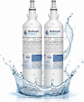 Refresh R-9990 Replacement for LG 5231JA2006A, 5231JA2006B, LT600, LT600P and Kenmore 46-9990, 9990, 469990 Refrigerator Water Filter 2 Pack, Standard