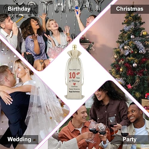 Miniatura 7 de Gfhzdmf Regalo de boda de 10 aniversario para esposa, marido, bolsa de vino, regalo de matrimonio de 10 años para mujeres y hombres, bolsa de