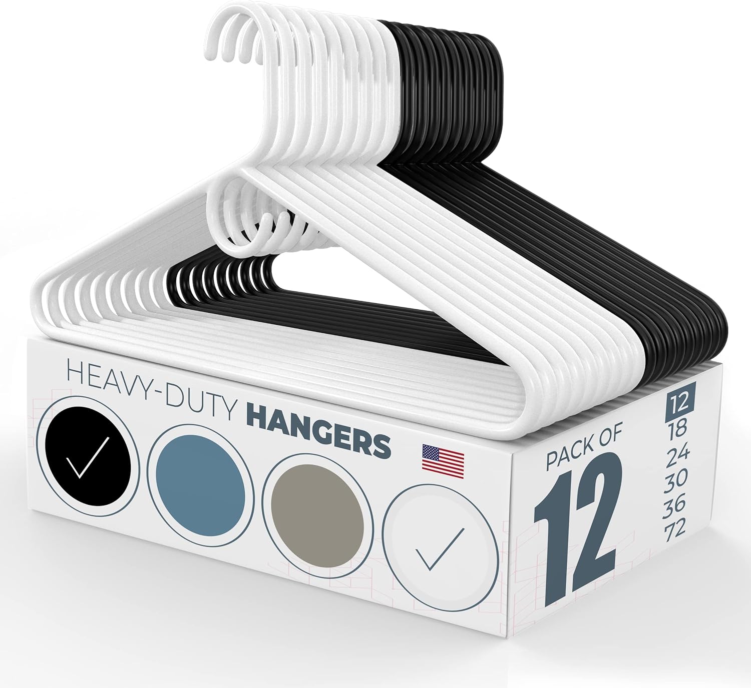 Neaties Heavy Duty Plastic Hangers Bulk Made in USA (Hangers 12 Pack) Heavy Weight