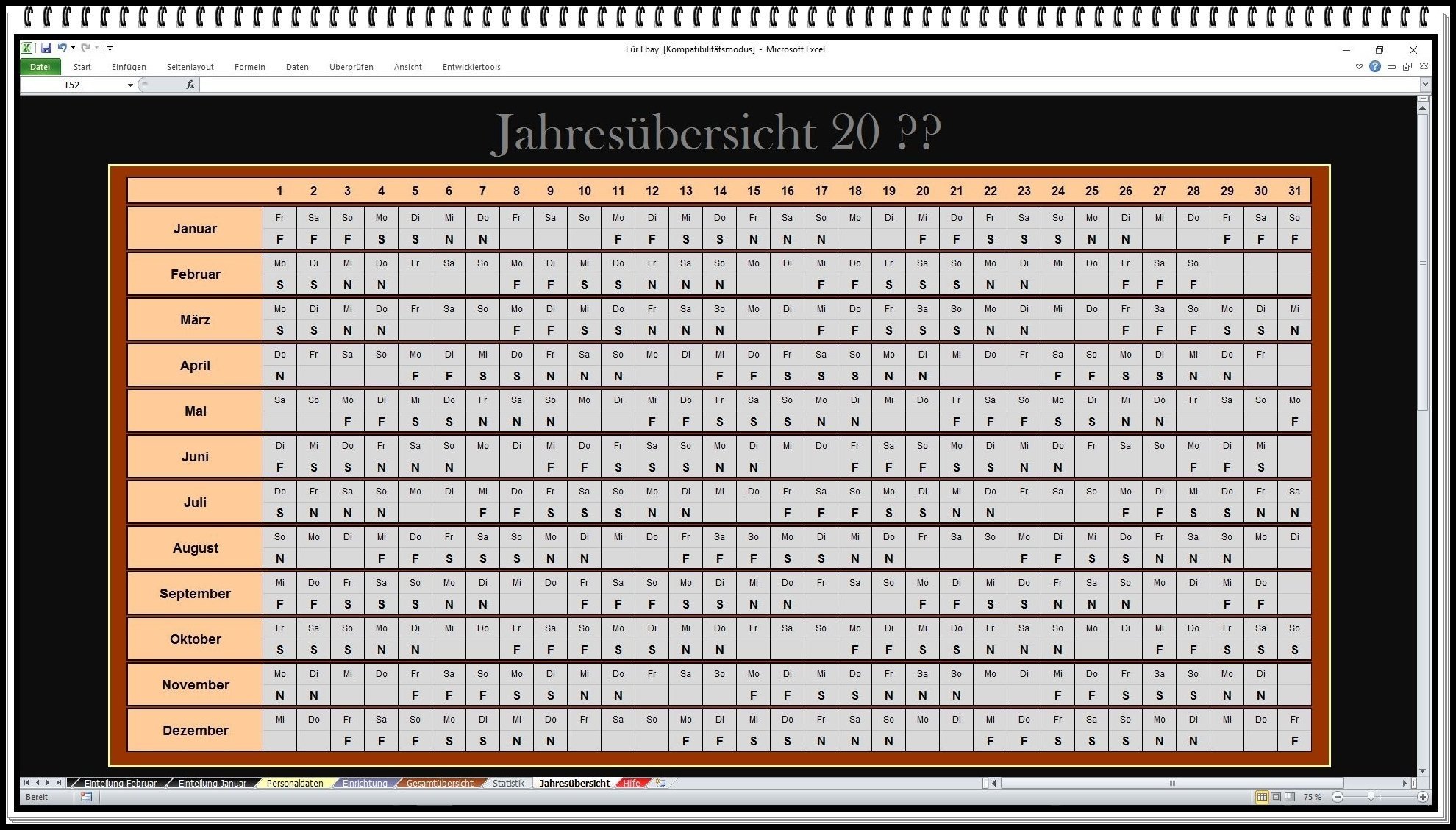 Urlaubsplaner Personalplaner Dienstplaner Software Excel 2026 2027 | Urlaub planen, Vertretungen organisieren und Personaleinsätze übersichtlich verwalten.
