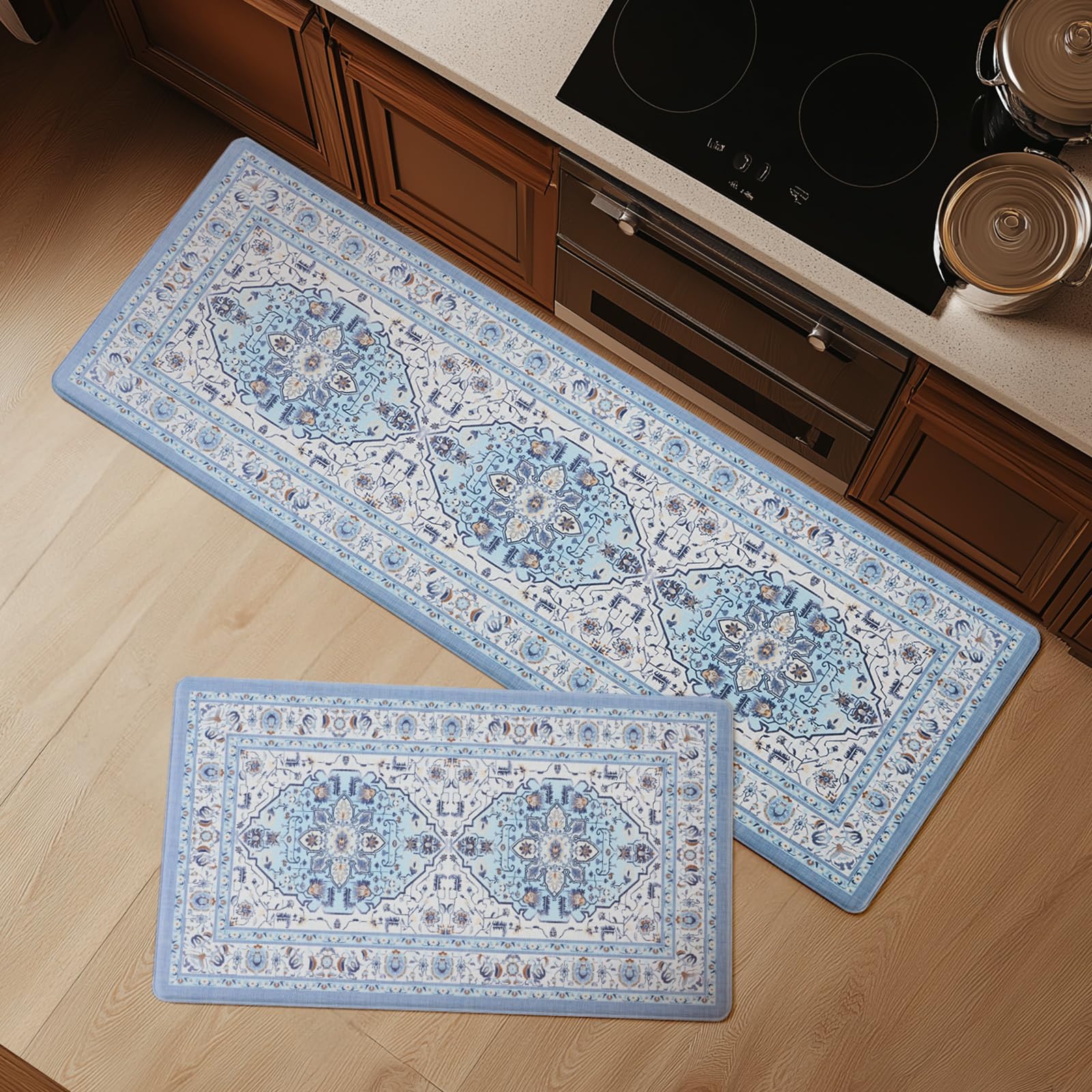 FRESHMINT Anti Fatigue Kitchen Mats Set with medallion design