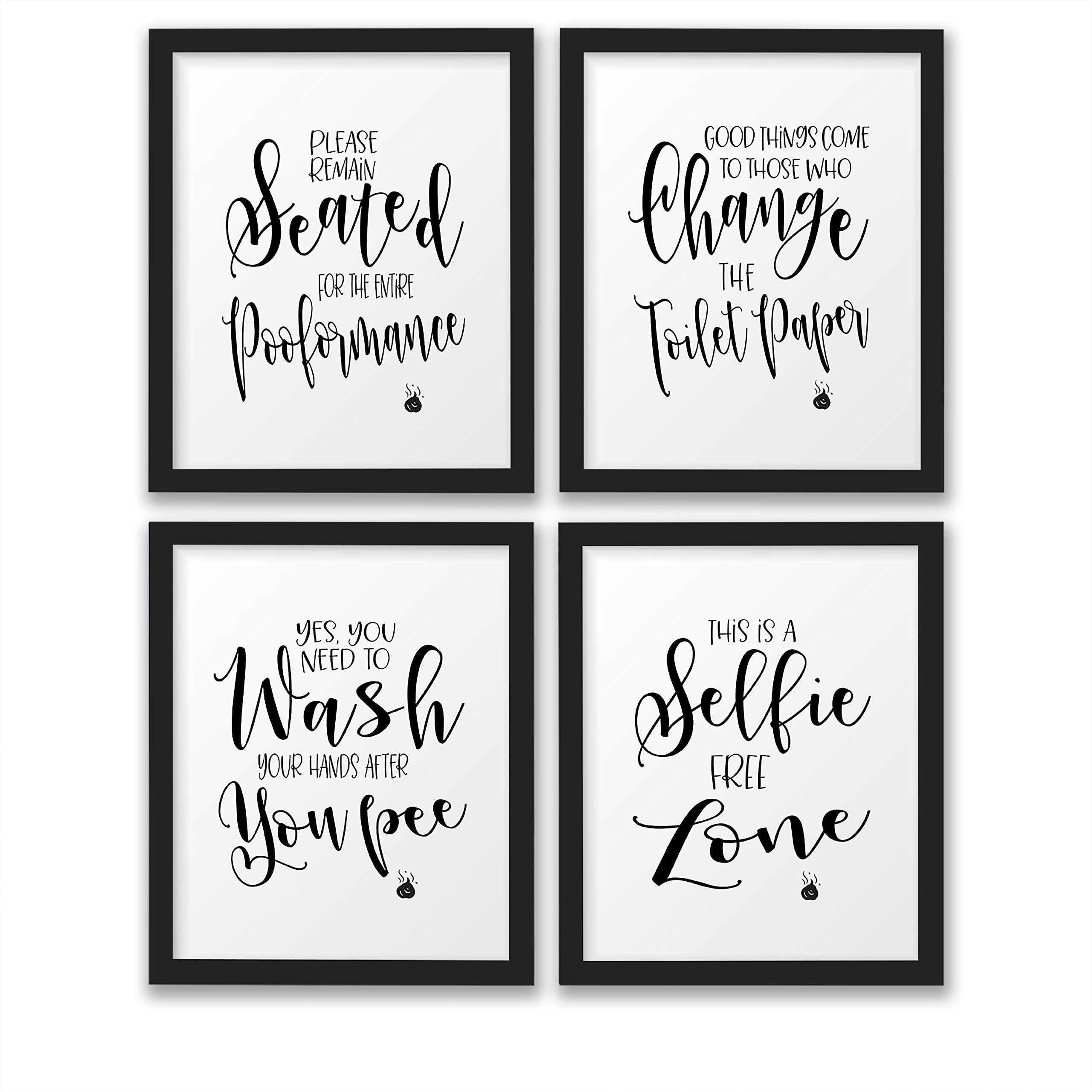 The John Funny Bathroom Wall Decor Signs/Quotes Set, Art Prints Unframed