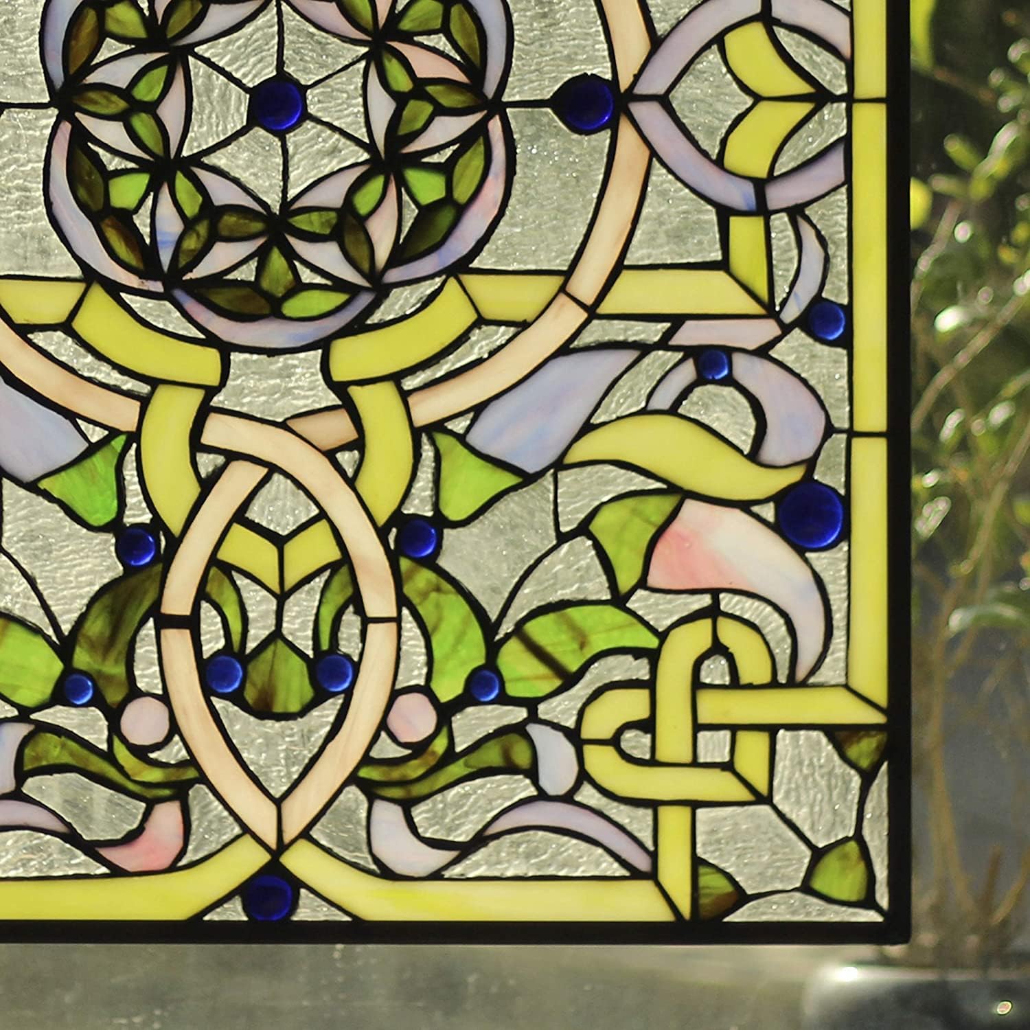 Chloe Lighting Sabrina Tiffany-Style Victorian 24" Height Stained Glass Window Panel, Multi-Colored