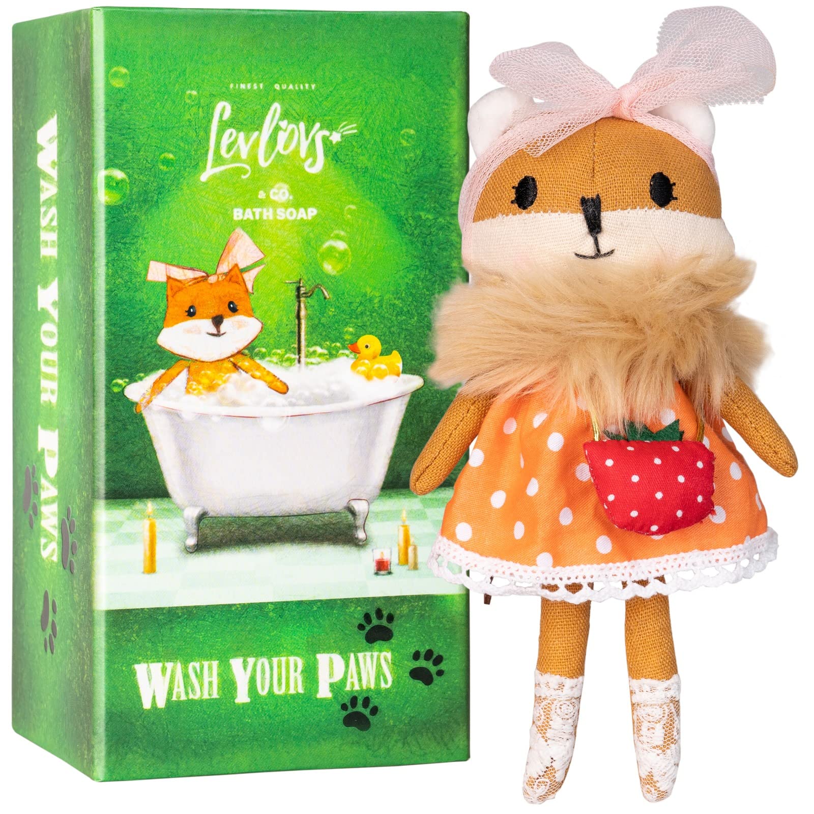 LEVLOVSChristmas Fox Designer Doll Mouse in a Matchbox Danish Design Toy Baby Registry Gift Fox Linen Toy Plush Toy