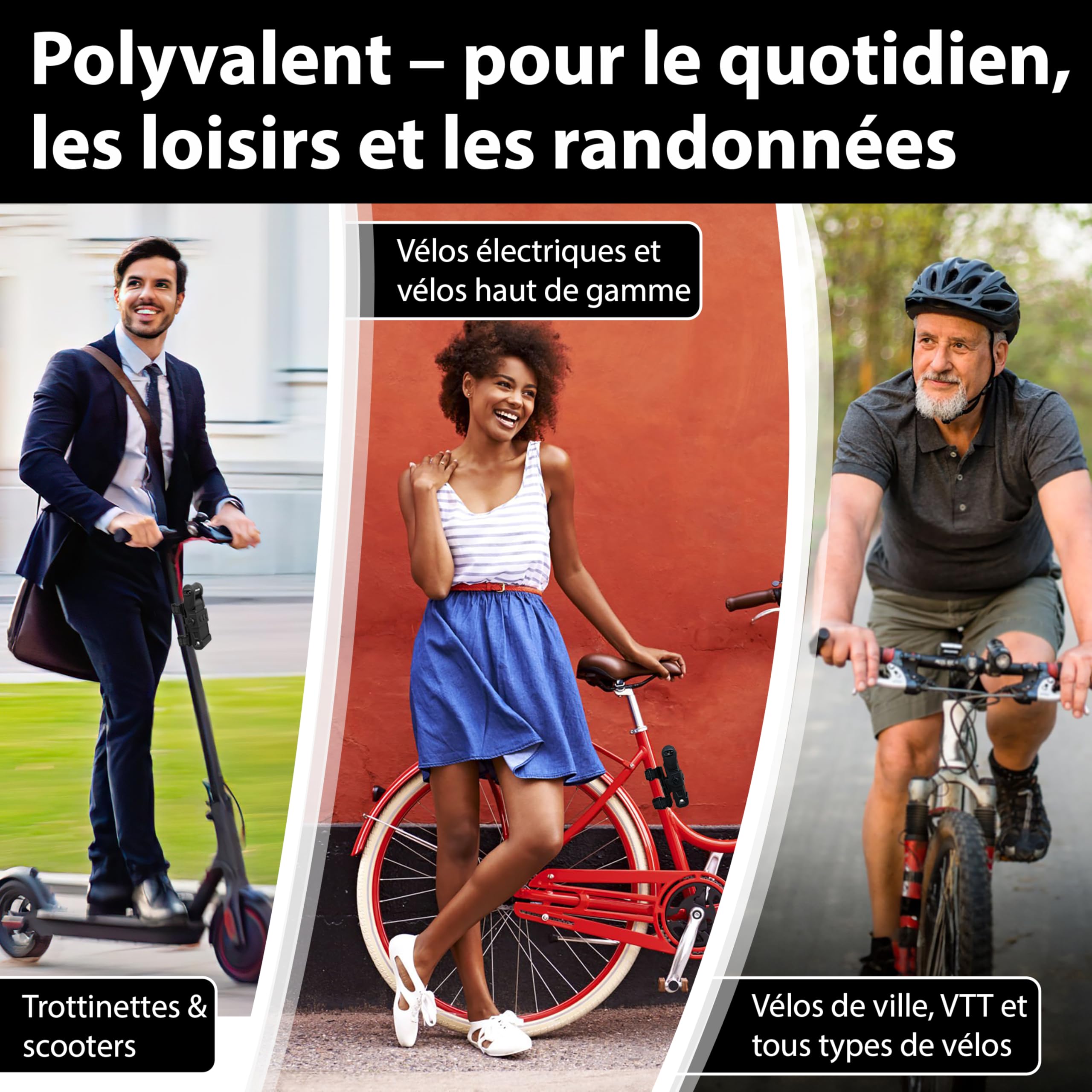 KOHLBURG Antivol pliable vélo 89cm – FUB 2 Roues – sécurité maximale à 1kg | Antivol vélo avec support – très sûr comme antivol trottinette & eBike vélo sécurisé – anti vol velo electrique homologué
