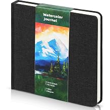 Dispowreath 5.5" x 5.5" Watercolor Sketchbook Journal Valentine Square Watercolor Notebook Cold Press 140lb 300gsm Cotton Paper 48 Pages Watercolor Journal Notebook Paper Pad Black