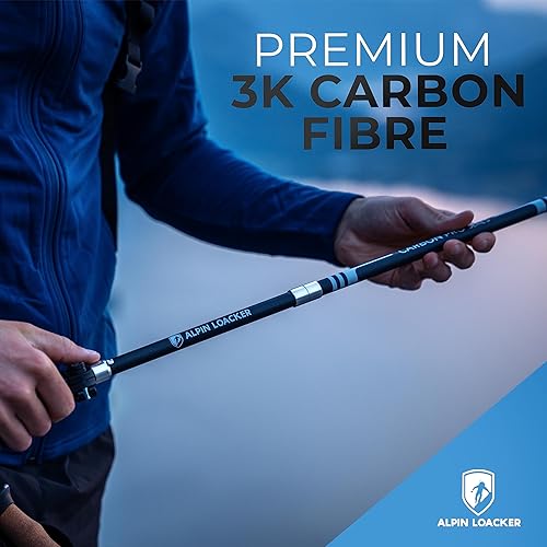 Miniatura 6 de ALPIN LOACKER Bastones de trekking plegables para senderismo I Bastones de senderismo de carbono o aluminio, ultraligeros I Bastones de trekking