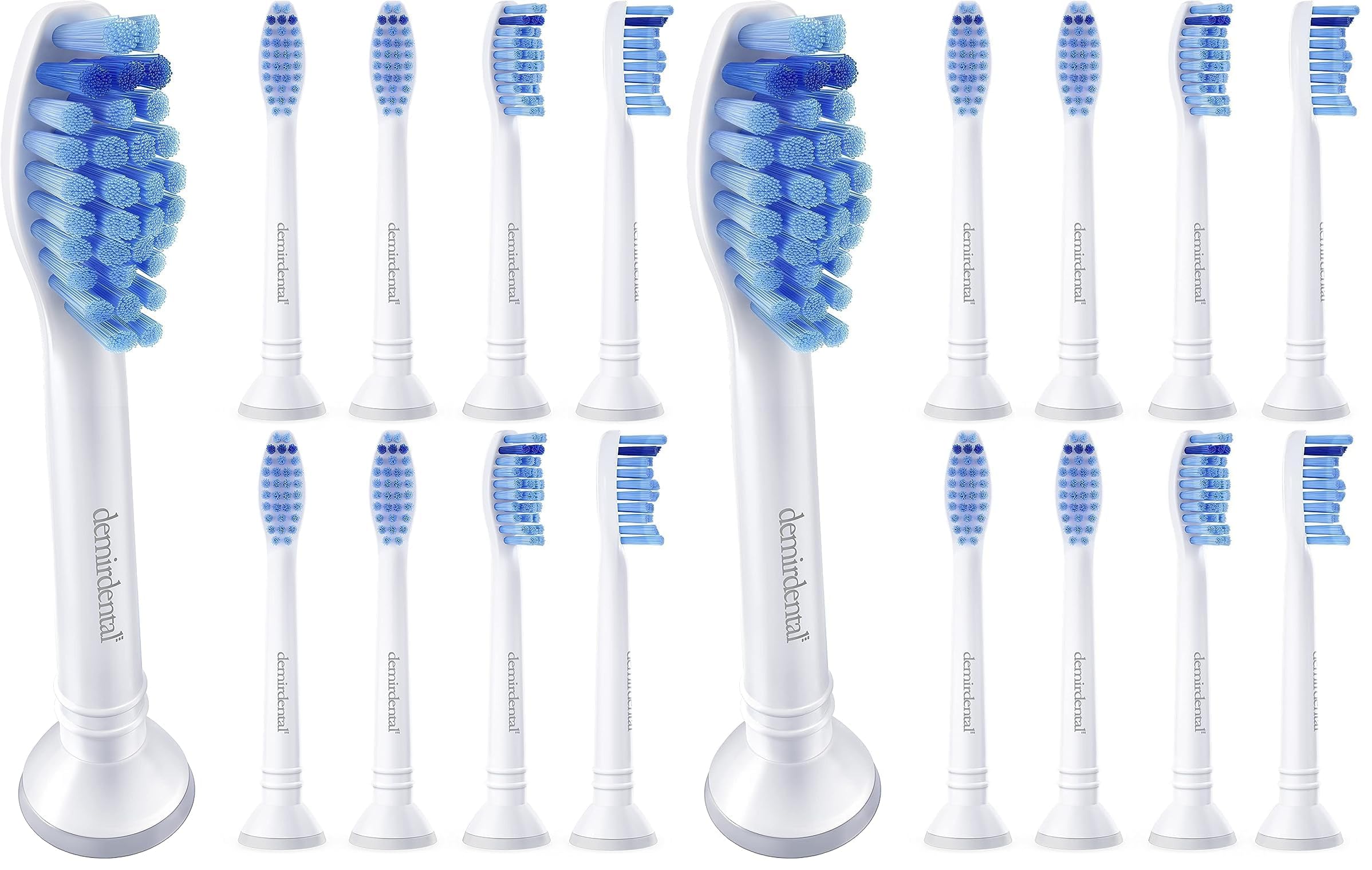 8x embouts demirdental pour Philips Sonicare Têtes de brosse de rechange, Medium, Blanc, remplace HX6018 (Lot de 2)
