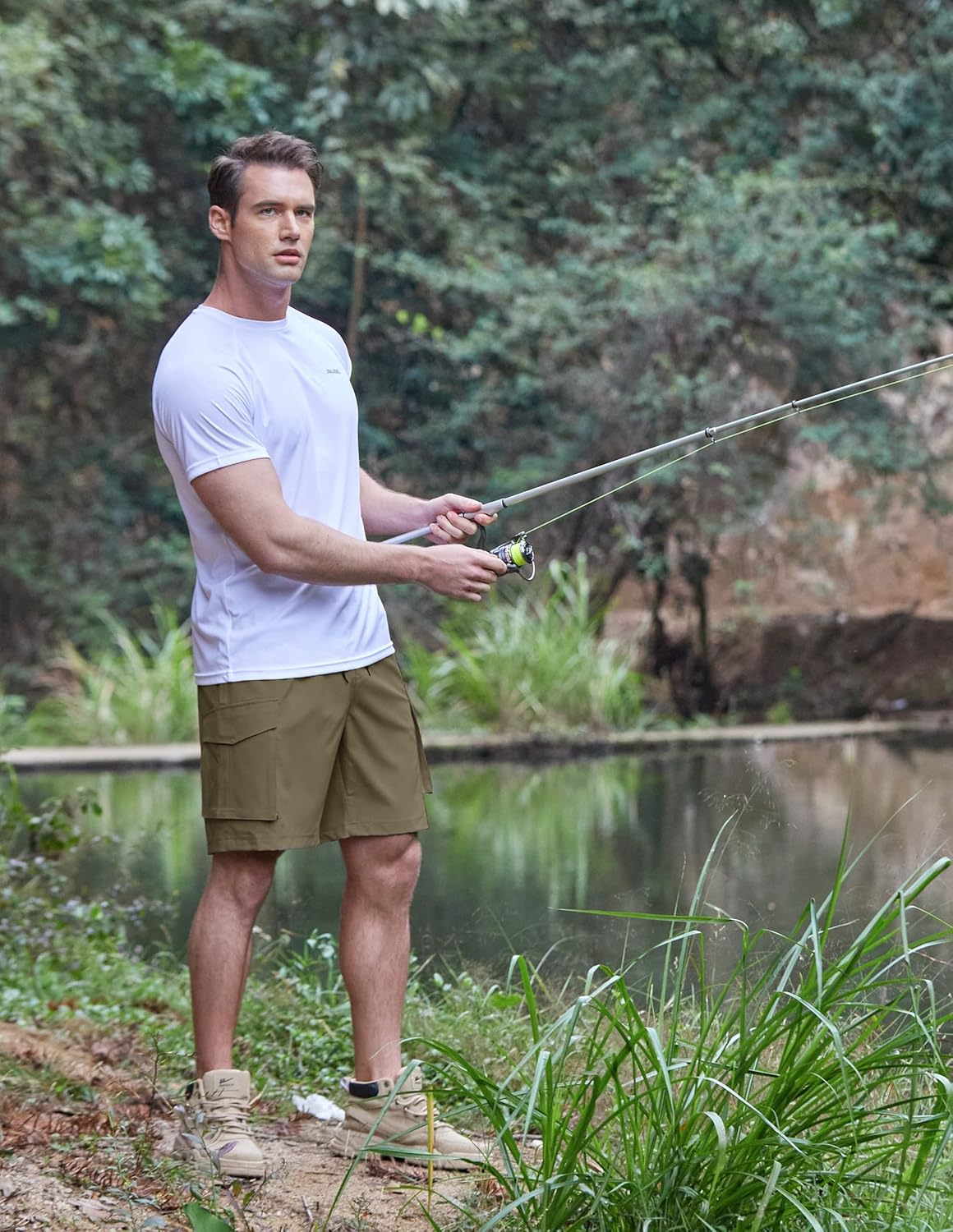 Men's Hiking Cargo Shorts Quick Dry Lightweight Athletic Golf Shorts with Pockets for Summer Travel Camping Fishing