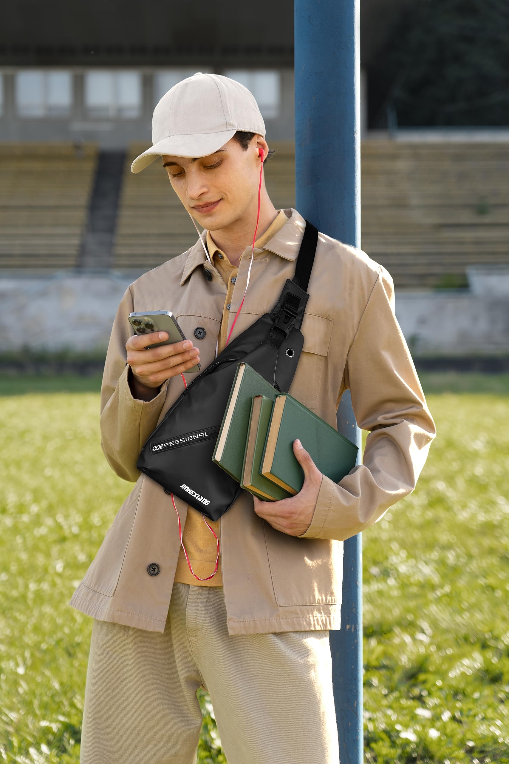 Bandolera Unisex - Bolso de Pecho - Bolso Cruzado Multiusos - Mochila Pequeña de Hombre con Puerto Usb - Bandolera ligera, Ideal para Viaje y Deporte.