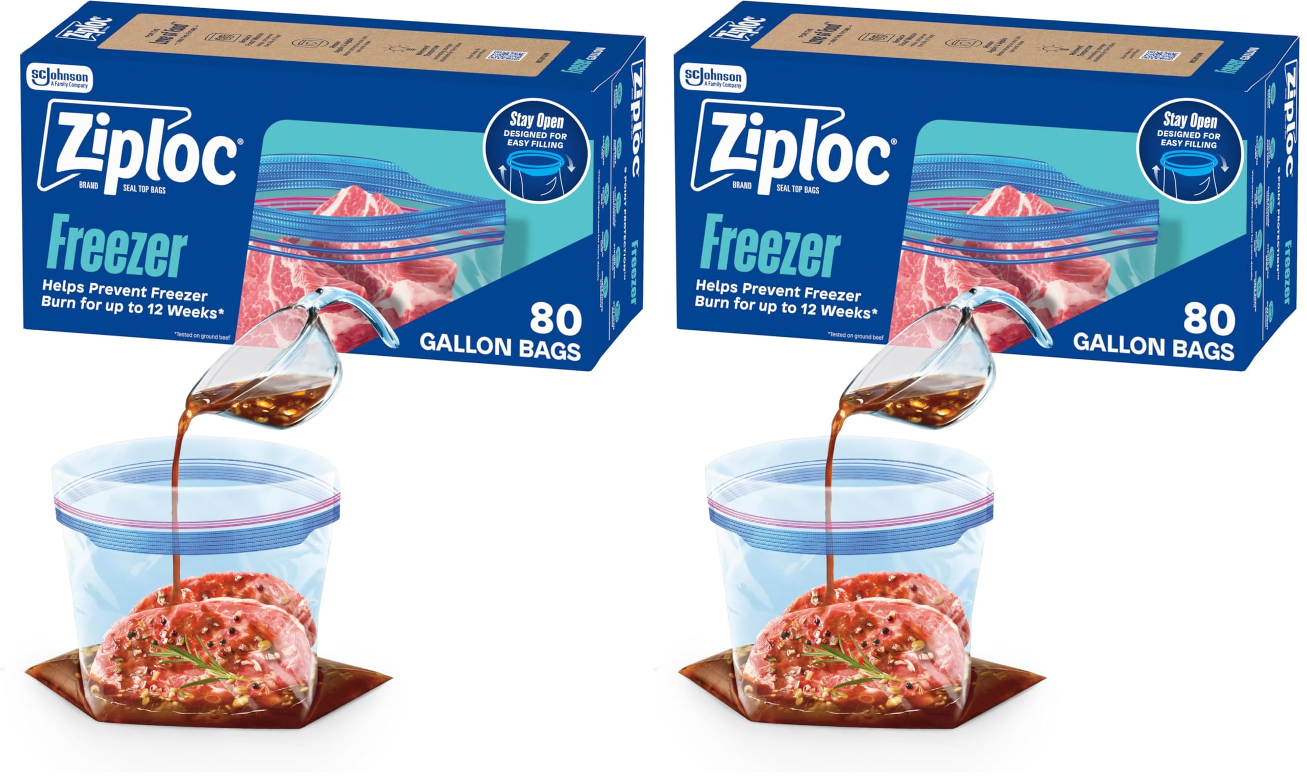 Ziploc 80 Count (Pack of 2) / Clear / 80 Count Food Storage Bags