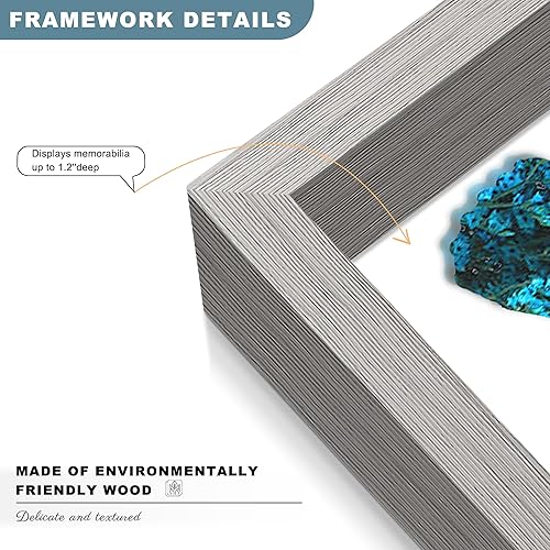 Miniatura 4 de Picrit Marco de caja de sombra de 11 x 14, vitrina con cristal real de alta definición y parte trasera negra para recuerdos, artículos de bebé,