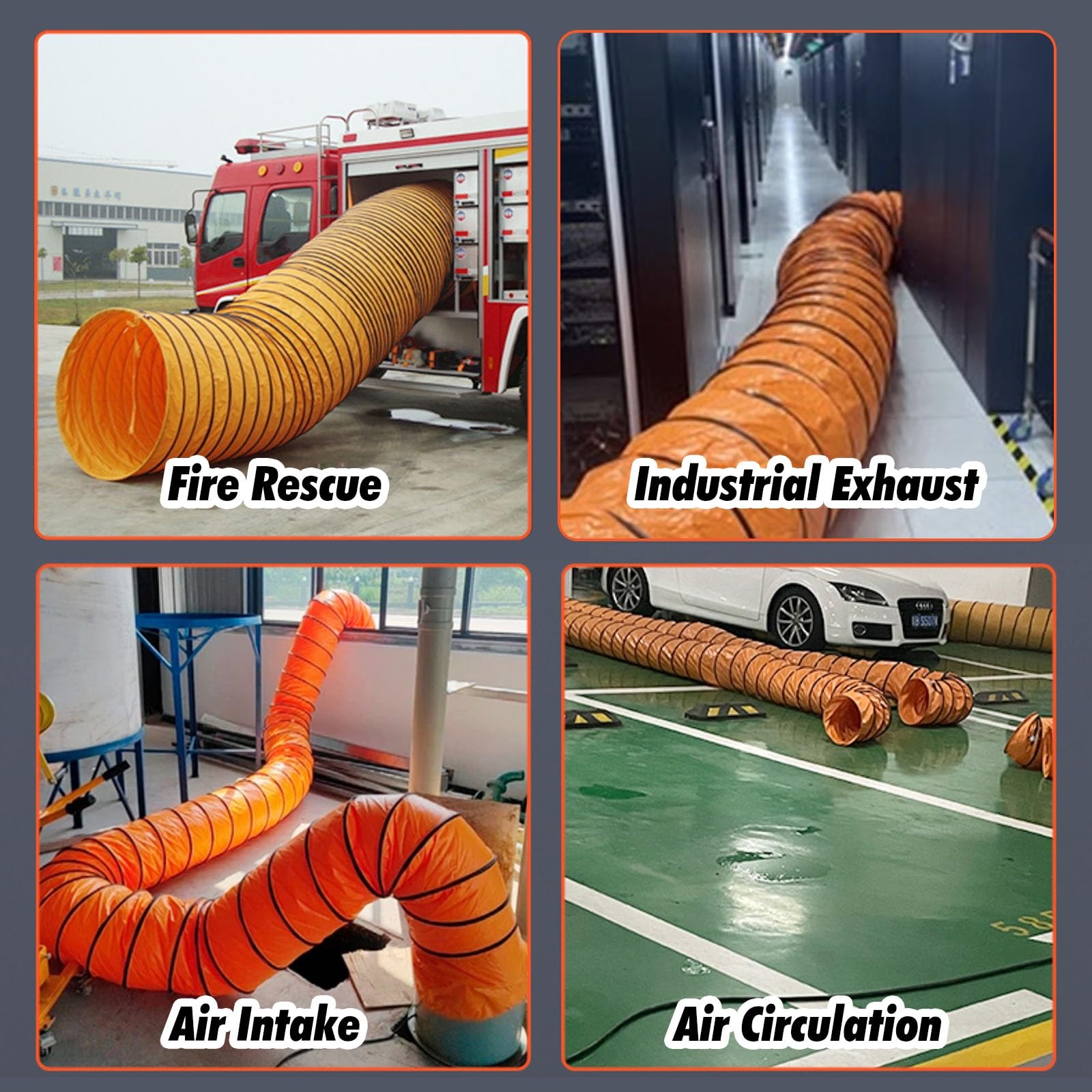 Tubo Flexible Manguera De Conducto Para Ventilador Uso General Extensible, Manguera Conducto Flexible Ignífuga, Conducto Aire Portátil Salas Cultivo Cocina(L 9.8ft/3m,ID 10in/250mm)