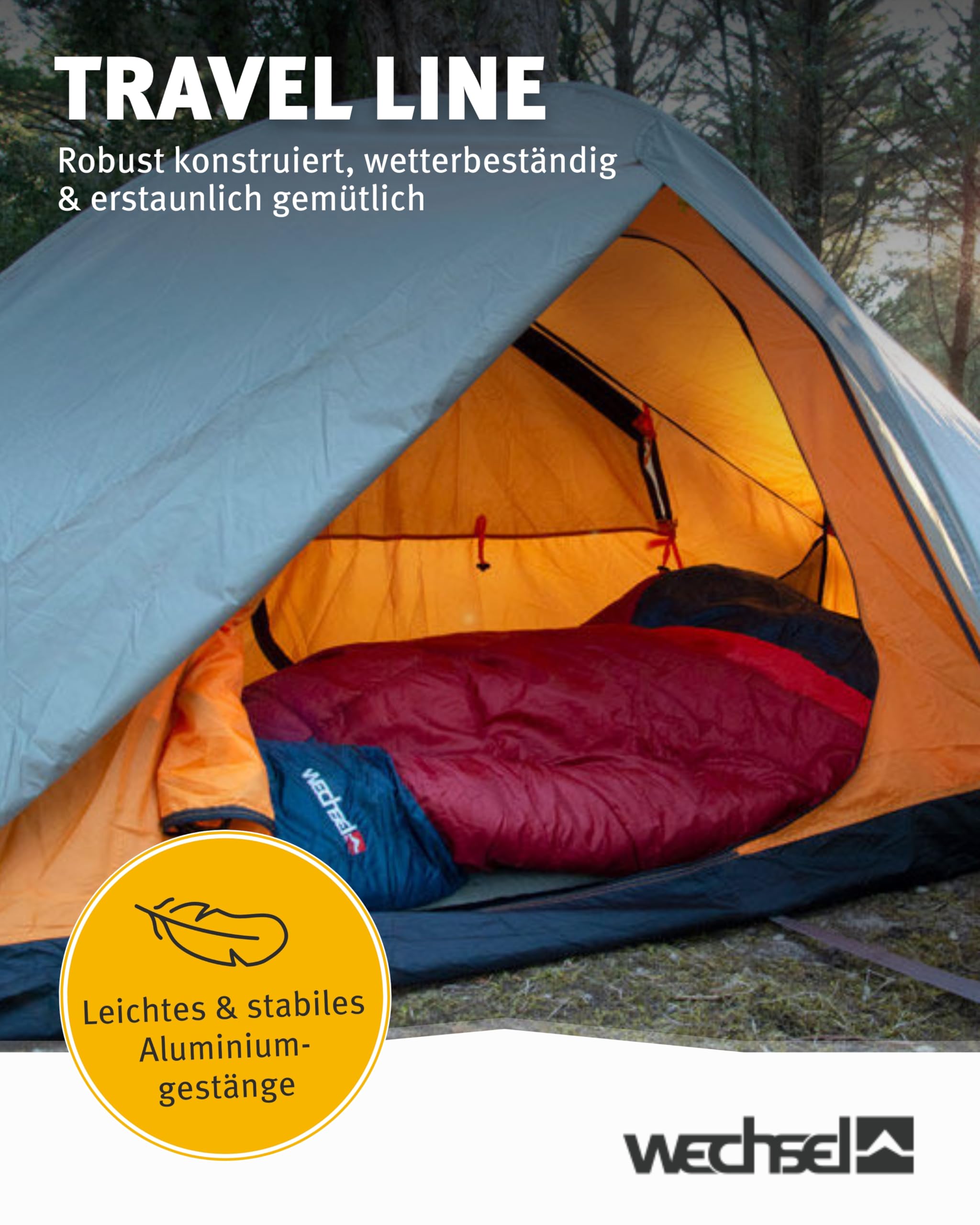 Wechsel Trekkingzelt Venture 2 I Kuppelzelt für 2 Personen I schnell aufbaubares Hybridzelt I kompakt & transportabel I ideales Outdoor-Zelt für Camping, Wandern & Bike Packing
