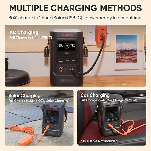 Miniatura 6 de Jackery Explorer 240D Power Bank, 80,000mAh LiFePO4 Battery Portable Power Station, 200W DC Output,1-Hour Fast Charging, Compact for Outdoor