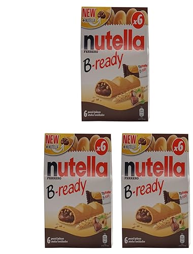 Ferrero: "Nutella B-ready NEW + NUTELLA" una oblea crujiente de pan en forma de mini baguette rellena con un cremoso Nutella 6 piezas 4.6 oz (132 g)