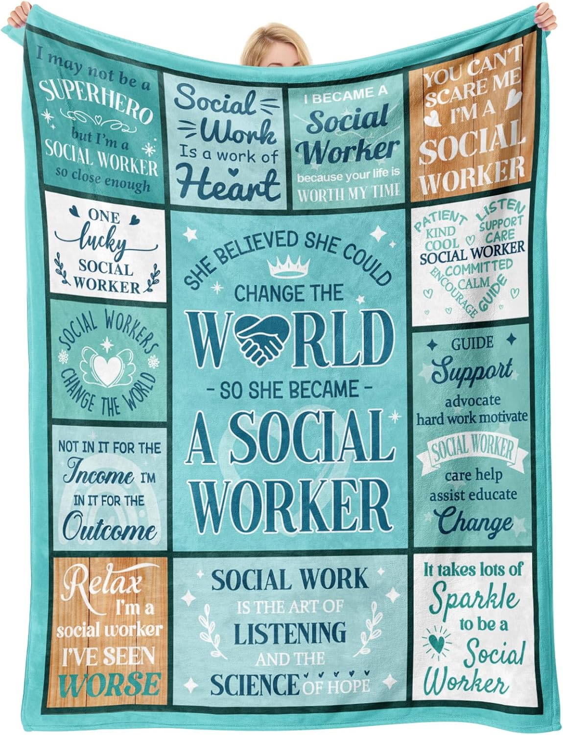 Social Worker Appreciation Gifts for Women Men, School Social Worker Month Gifts, Graduation Retirement Christmas Birthday Gift for Practitioner Socials Workers, MSW, Throw Blanket 60"x50"