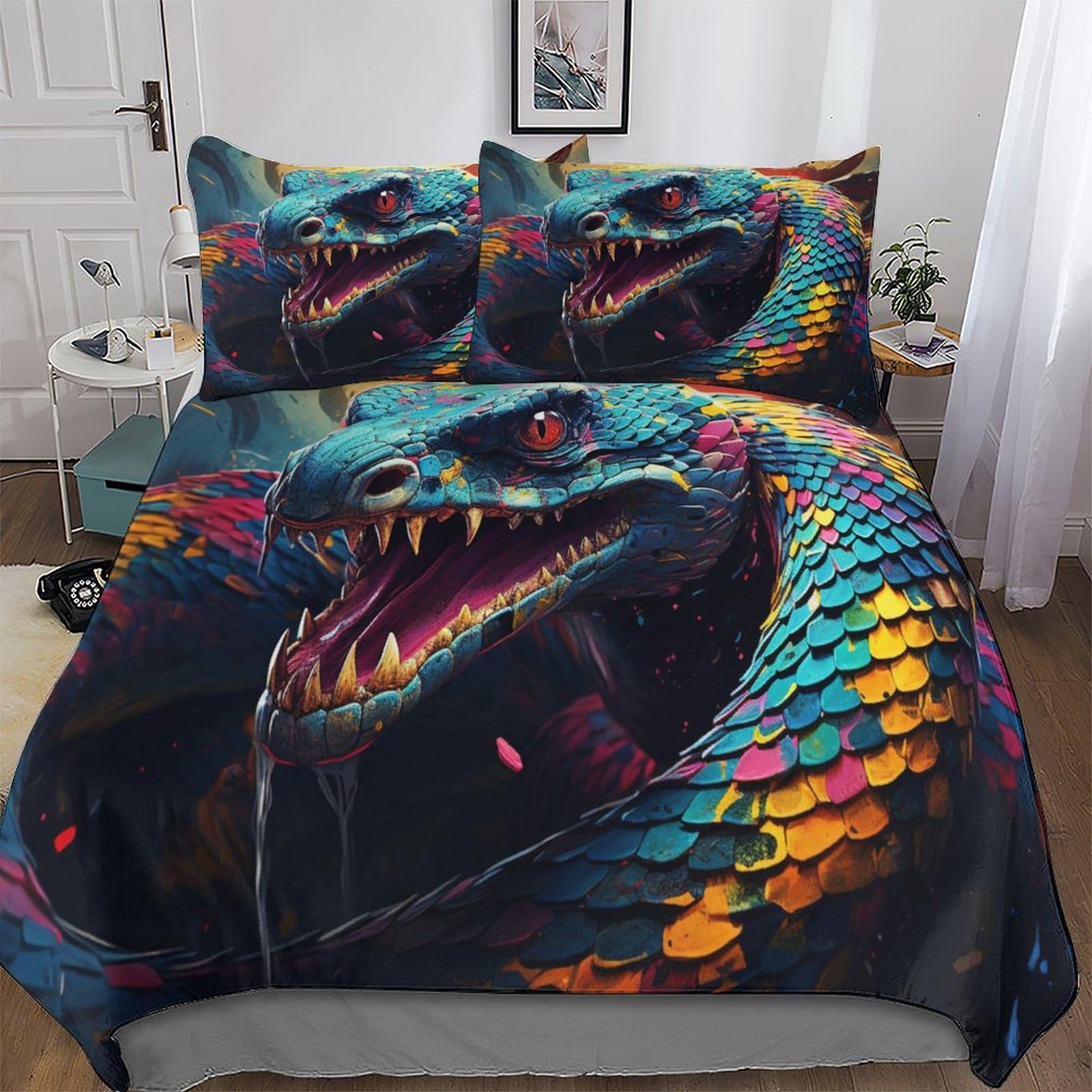 Housse de couette hypoallergénique en microfibre parure de lit serpent 200x200