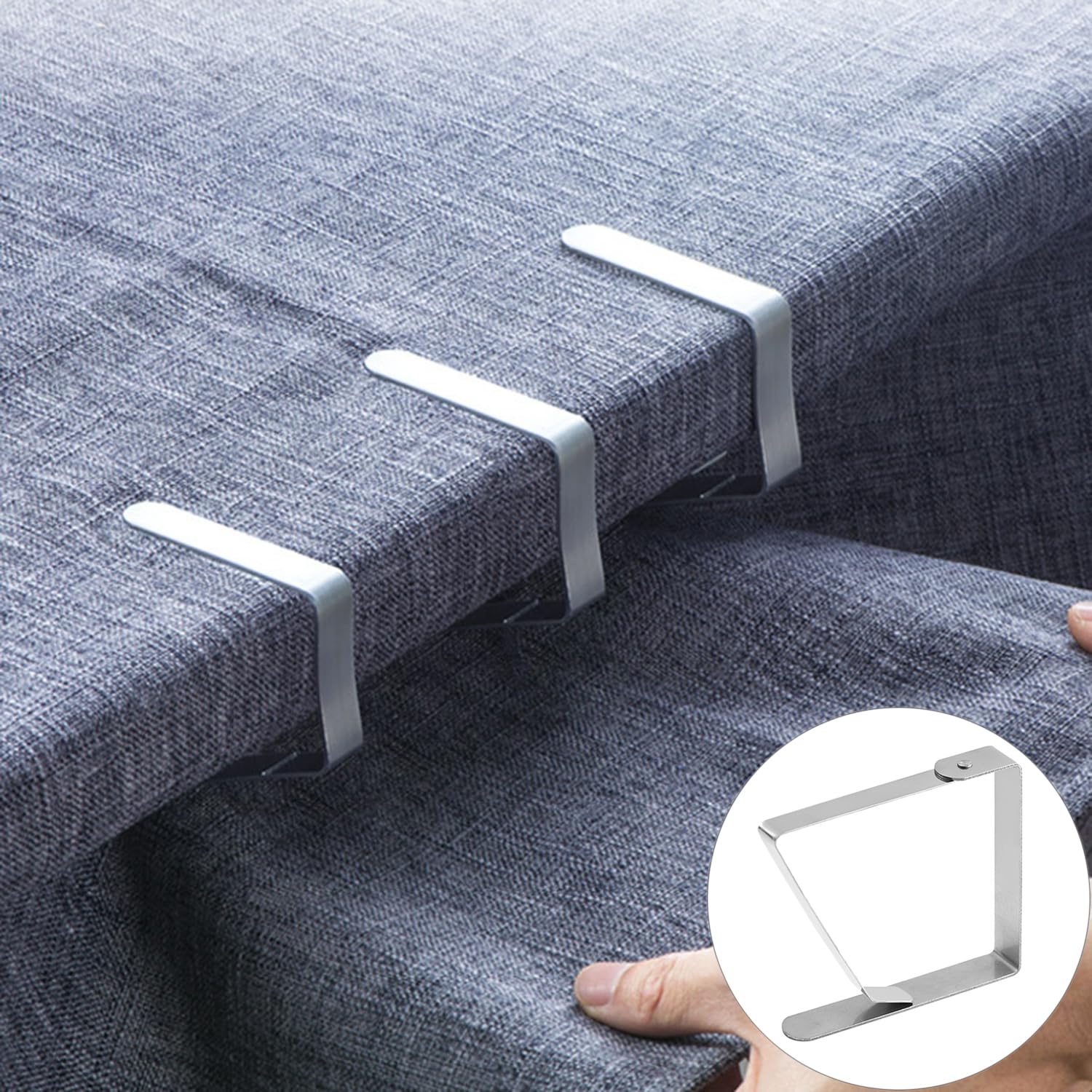 6 Clip Ferma Tovaglia In Acciaio Inox - Grandi 8x7cm, Per Picnic, Feste E Tavoli All'Aperto - Foto 6