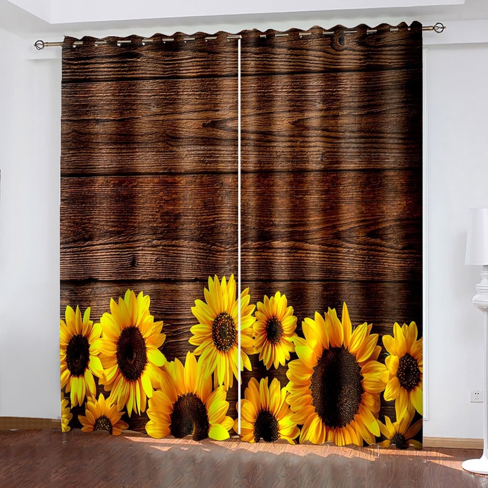Cortinas de cocina rústicas Bishilin de madera y girasoles para dar calidez al hogar