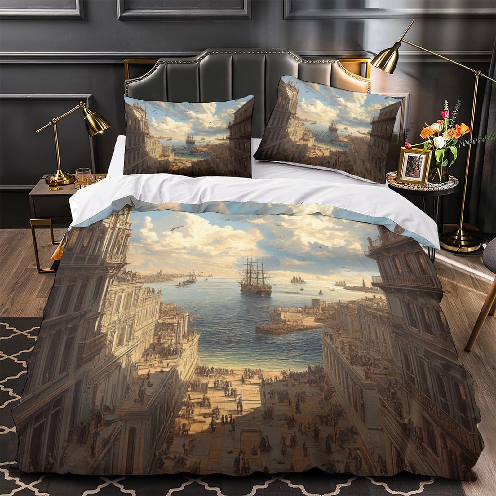 Parure de lit hippopotame 3D en microfibre 200x200cm avec housse de couette et taies pour ado