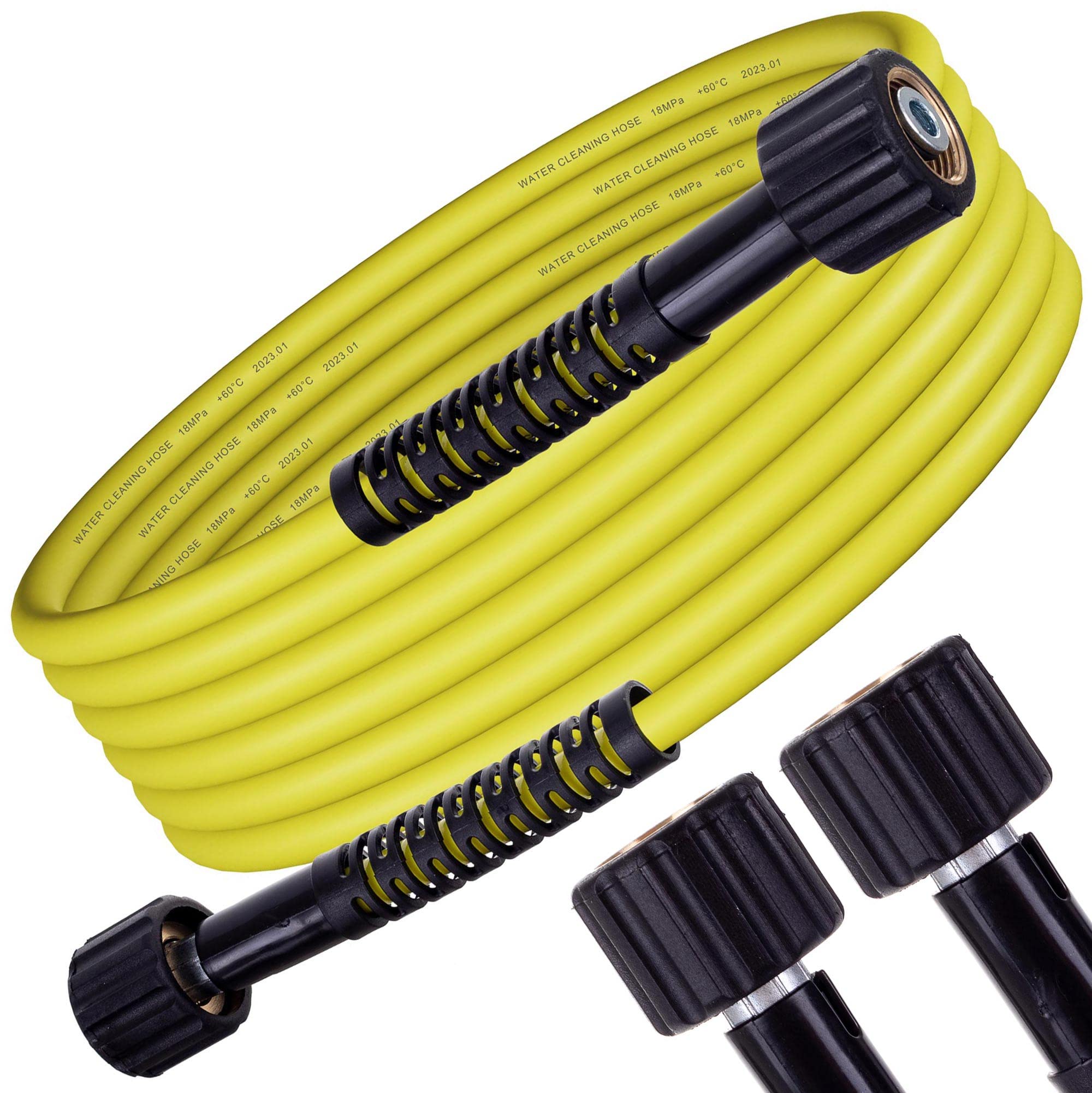 Tubo di ricambio per idropulitrice - 30m 180bar Compatibile con gli accessori per idropulitrici della serie Kärcher Hobby - Raccordo M22 x M22 con attacco da 14mm